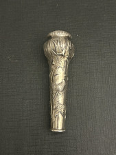 Canne De Marche Victorienne En Argent Massif