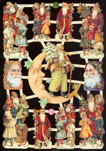 Victorian santa die cut paper - cut,