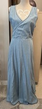 JOLIE ROBE LONGUE SANS MANCHES WOMAN ONLY T42/44 BLEU JEAN CLAIR CEINTURE DOS
