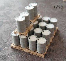 1 Lot X 10 palettes de fûts Gris 1/50 diorama transport,travaux.wsi,tekno,imc