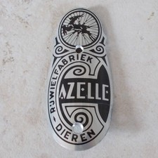 Antique GAZELLE Black Netherlands Bicycle Head Badge vintage Bike vtg old