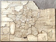 XVIIIè RARE ANCIEN PUZZLE BOIS CARTE GÉOGRAPHIQUE DISSÉQUÉE DÉCOUPÉE FRANCE 1773