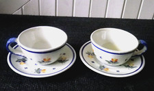 2 anciennes Tasses et sous tasses  Henriot Quimper 96