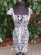 Robe fourreau coton beige/noir