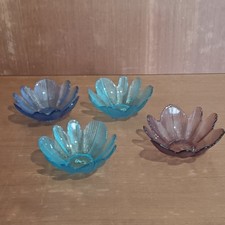 Coupelles Corolles En Verre De Couleur, Ramequins Forme Fleur Vintage