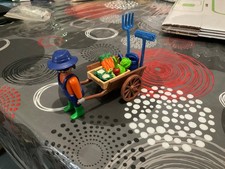 Playmobil fermier et charette de legumes vintage