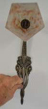 Belle lampe applique murale ancienne art déco verre pentagonal orangé