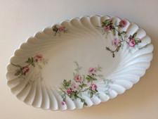 superbe ravier torse décor aux petites roses Haviland Porcelaine De Limoges