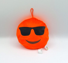 Petite peluche ronde Smiley orange fluo lunettes de soleil PLUCHON 17 cm Neuf