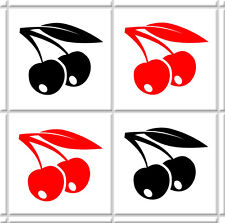 3 X SETS DE 4 AUTOCOLLANTS CERISES POUR CARRELAGE CUISINE CR017
