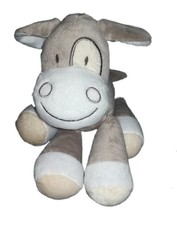 Doudou peluche cheval gris beige blanc LABORATOIRE MARQUE VERTE 22 CM