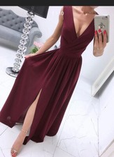 robe de cocktail longue fendue bordeaux 