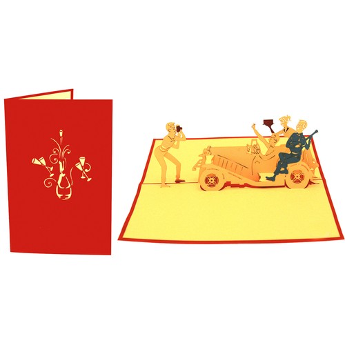 Carte voiture est fete - carte, la