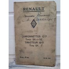 Renault Camionnette 15cv SX SZ / Tracteur SY - 1930 - Notice Entretien NE132