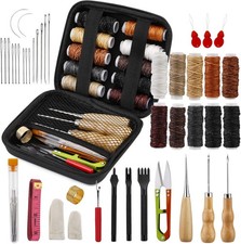 42 pièces Kit de couture en cuir Kit de réparation de rembourrage Outils et f