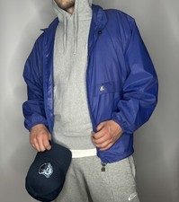 K-way - Imperméable vintage / Coupe-vent zippée à capuche - Bleu / Blanc / Noir