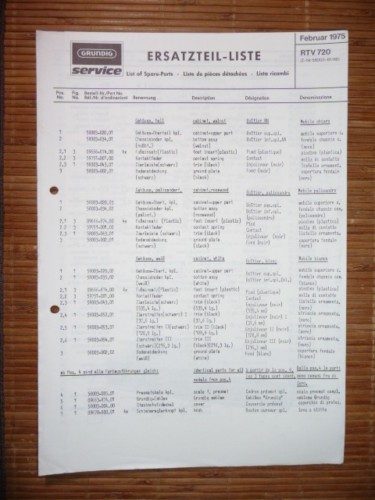 Liste pièces détachées - de,