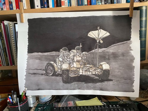 Dessin original lunar rover - original,