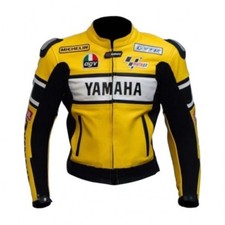 YAMAHA Hommes Veste en Cuir Moto Veste en Cuir de Motard Veste Motard en Cuir 50