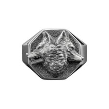 Bague en argent poli tête de