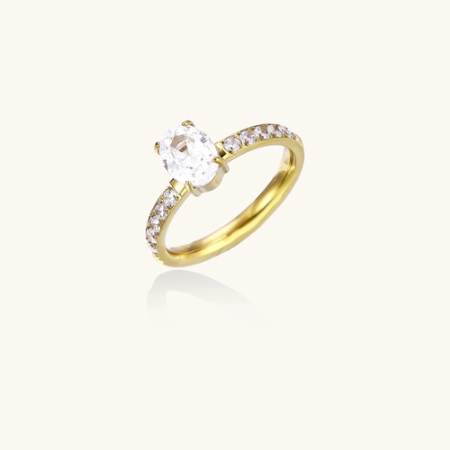 Gold plated 14k oval - gold, cz