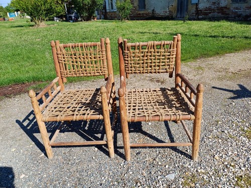 Paire fauteuils bois et - paire,