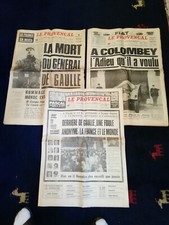 décès du general De Gaulle 3 numeros du Provencal