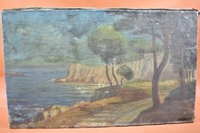 Peinture à l'huile sur toile début XXème - Paysage marin Côte Corse - Pélissier