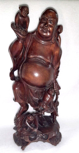 Bouddha rieur bois - rieur, et