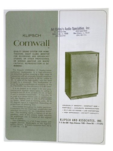 Klipsch cornwall loudspeaker - klipsch,