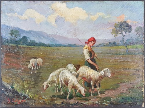 Ancien tableau bergère et - tableau,