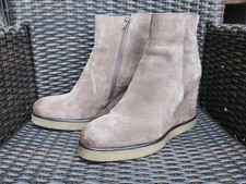 (F004 941) Paoyama – Bottines Compensées en Cuir Velours Taupe, Taille 40 ?✨