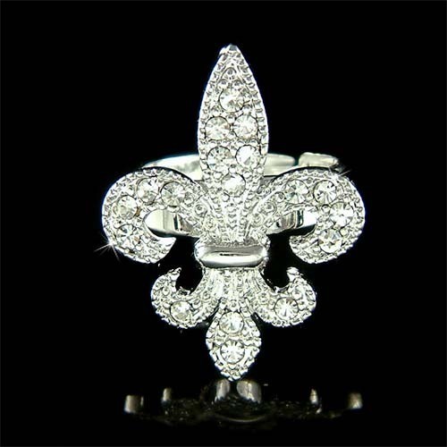 Bague fleur lis - bague, cristal