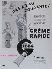 PUBLICITE GIBBS LA CREME RAPIDE POUR LE RASAGE SANS BLAIREAU SOLDATS DE 1940 AD