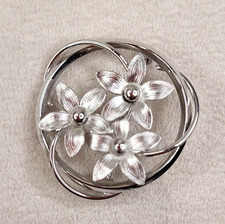 vintage white gold filled 12k broche fleurs plaqué or blanc 12k 
