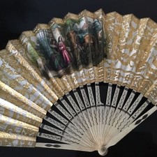 EVENTAIL Ancien 1830 A RESTAURER Louis Philippe HAND FAN VENTAGLIO 19thC