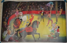 Belle Affiche Scolaire Ogé Hachette n° 32 Le Cirque et n°1 La Chambre d'Enfant