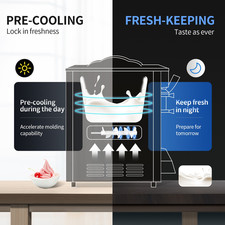 VEVOR Machine À Crème Glacée Sorbetière À Glace À L'Italienne3 Saveurs 22-30L/H