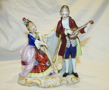 GROUPE DE MUSICIENS ANCIEN PORCELAINE  SITZENDORF SAXE statue  porzellan figur
