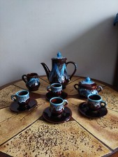 Service A Café Vintage   Tons Marrons Et Bleu 1950/60