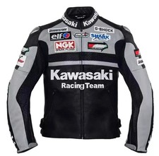 Veste en cuir de moto Kawasaki Racing Team - équipement d’équitation motard c...