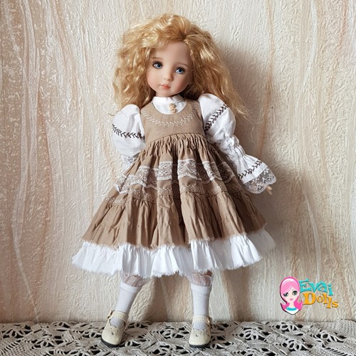 Beige dress rustic style - dress,