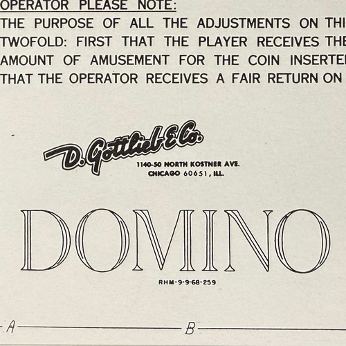 Gottlieb domino pinball - gottlieb,