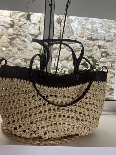 Sac double anse façon - anse, raphia