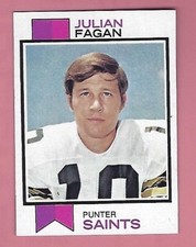          1973 TOPPS JULIAN FAGAN FOOTBALL CARD #473  EX FREE SHIPPING 