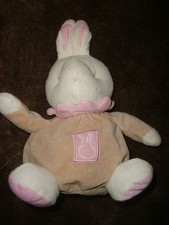  DOUDOU LAPIN RABBIT PLUSH KLORANE beige ROSE  28 cm  , TBE!!!