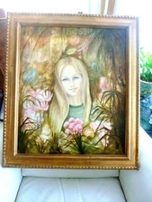 S. MILLERIOUX  1918/2009 - tableau de portrait - acrylique sur toile -  55 x 45