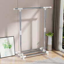 Portant à vêtements autoportant stable avec étagère de rangement pour