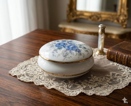 Mini boite porcelaine decor - en,