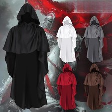 Cape à capuche gothique pour Halloween, déguisement médiéval, pour carnaval,